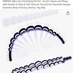 Ear stretching set with tapers, plugs/gauges & silicone tunnels.